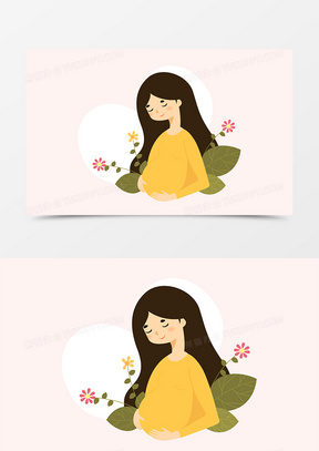 母亲节怀孕妈妈可爱卡通形象元素