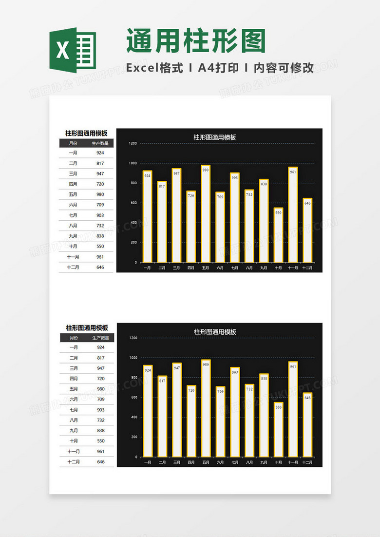 数据统计柱形图通用Excel模板