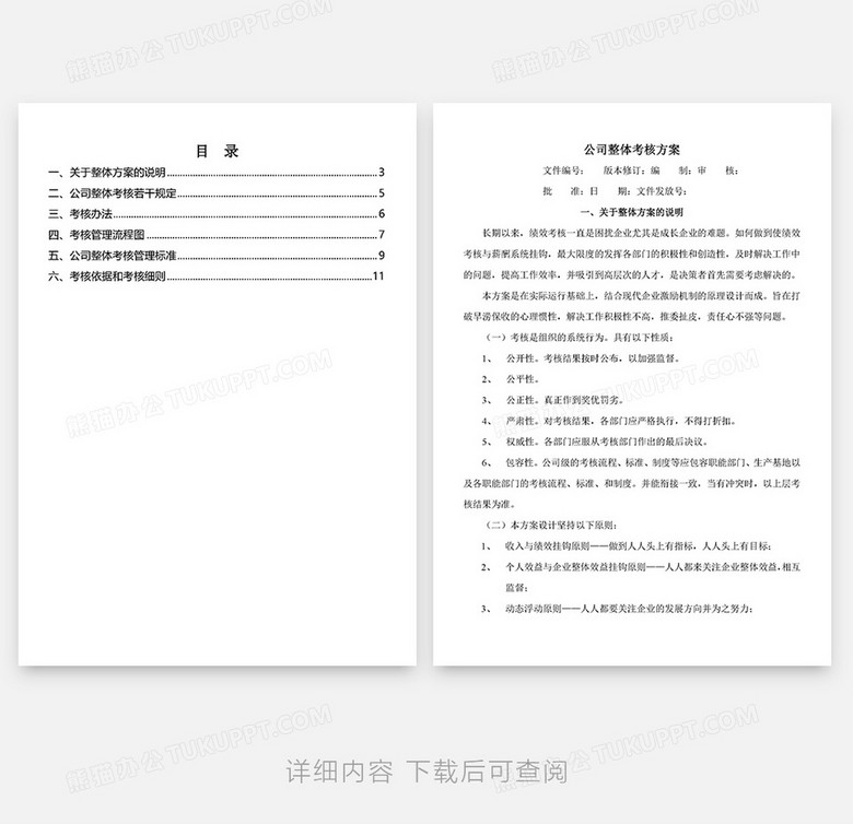 人事必备公司整体目标绩效管理方案word模板下载 管理 熊猫办公