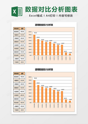 通用数据对比分析柱状图表Excel模板