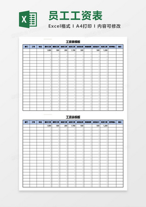 工资表（带公式）Excel模板