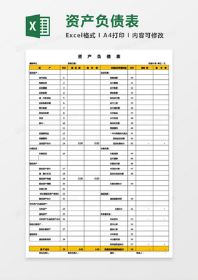 财务实用资产负债表Excel模板