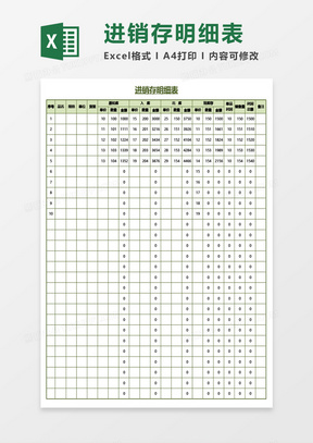 公司物资进销存明细表Excel模板
