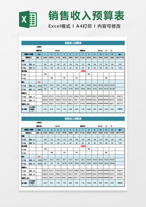 公司销售收入预算表Excel模板