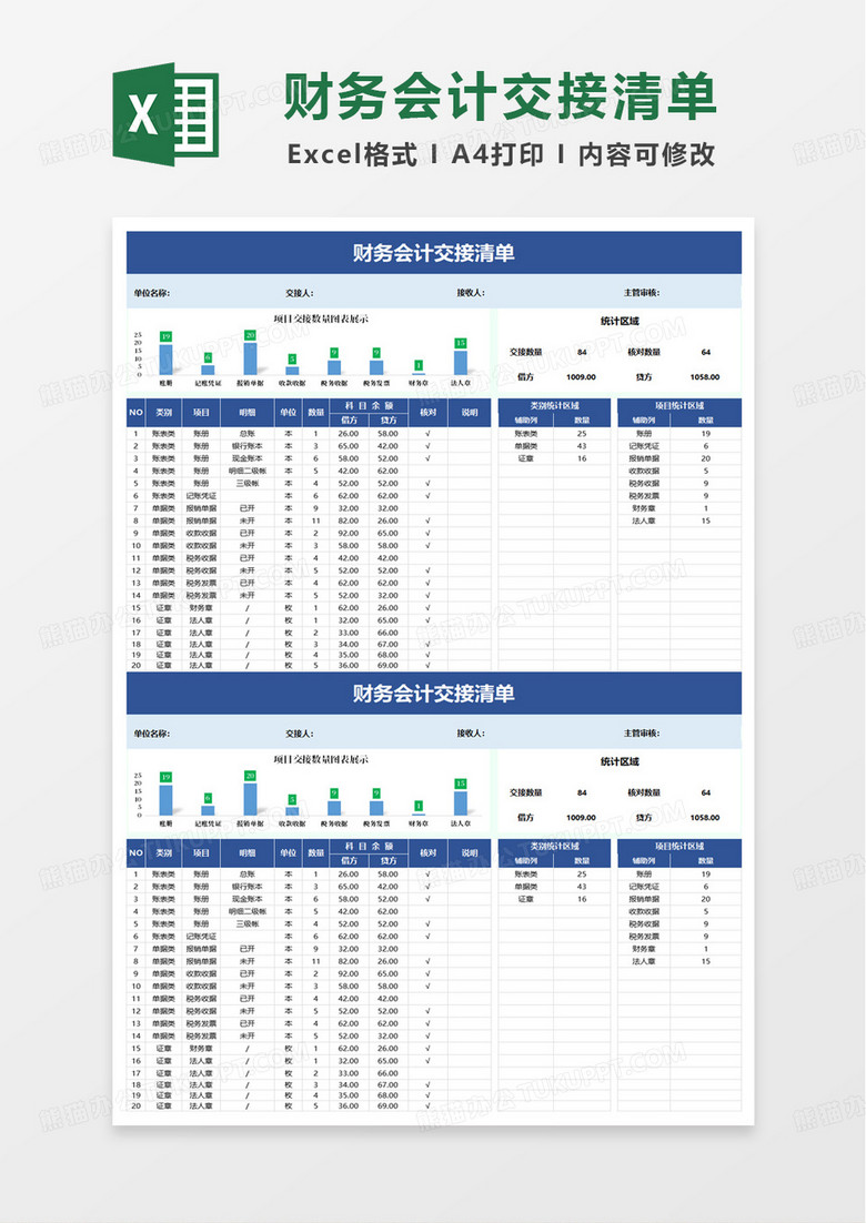 财务会计交接清单excel模板