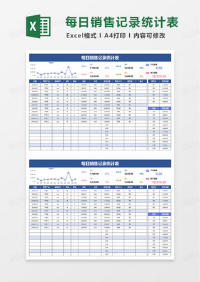 每日销售记录统计表excel模板