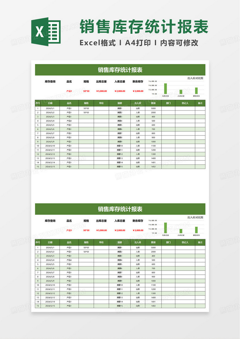 销售库存统计报表excel模板