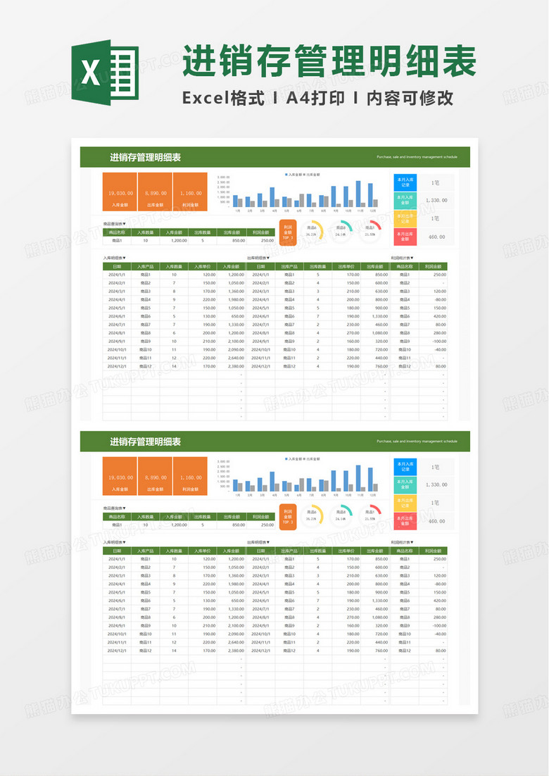 实用进销存管理明细表excel模板
