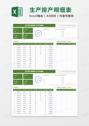 简洁生产排产明细表excel模板
