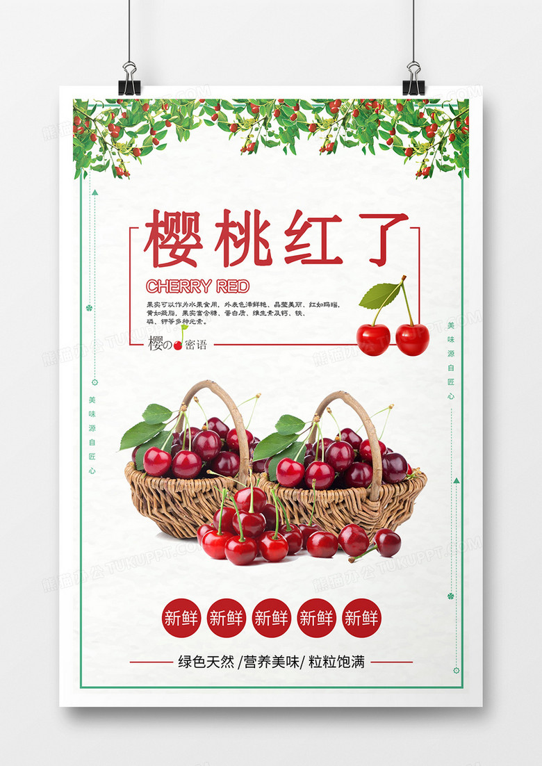 简约樱桃红了海报