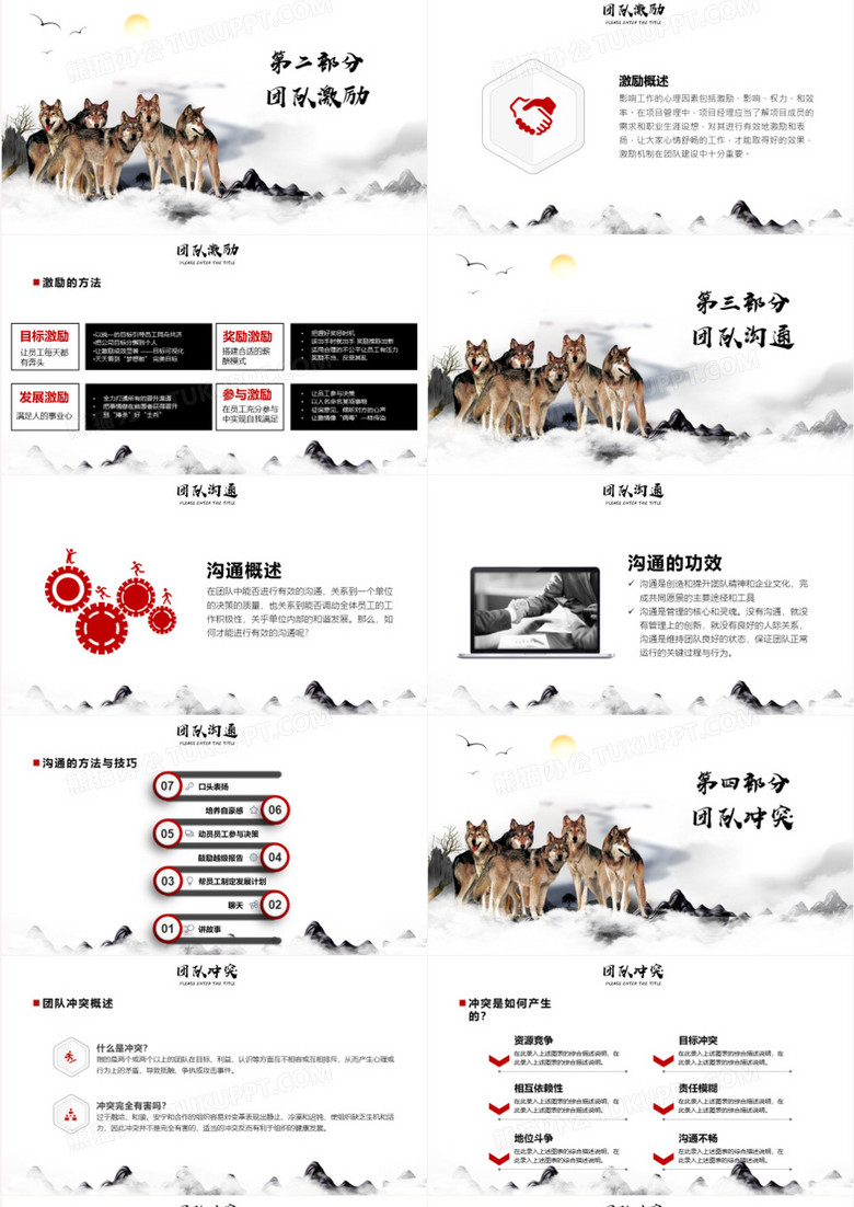 狼文化狼性企业员工培训团队合作企业团队建设培训课件PPT模板no.2