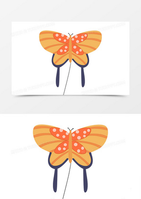 可爱黄色春天蝴蝶风筝卡通手绘元素