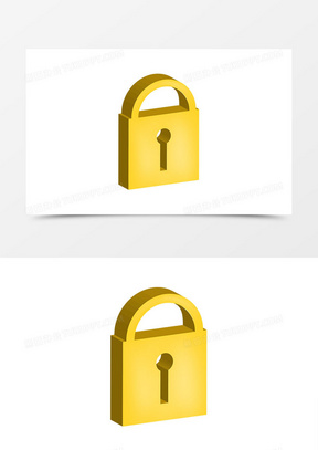 商业促销手绘金锁素材电商漂浮