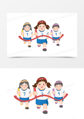 卡通可爱儿童跑步比赛手绘插画设计