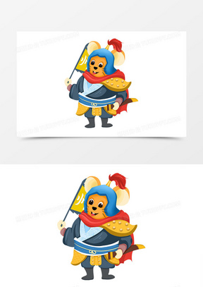 卡通可爱2020鼠年鼠将军手绘形象