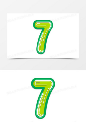 设计60绿色渐变3d立体倒计时数字7艺术字170红金简约c4d立体创意数字7