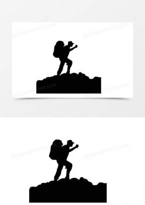 黑色剪影登山者手绘设计