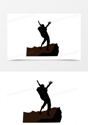 简约剪影登山人物手绘设计