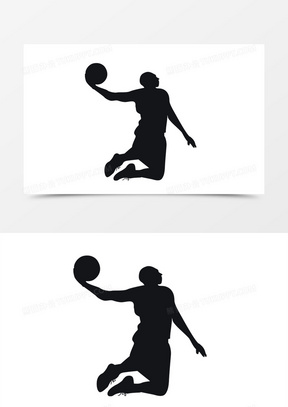 创意人物剪影打篮球手绘设计