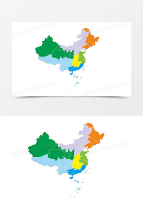 简约色块中国地图素材设计