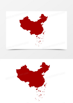 深红色中国地图手绘设计