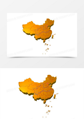 黄色渐变中国地图手绘设计