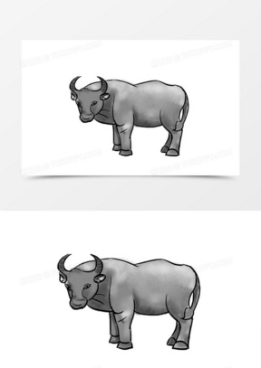 中国风清明节水墨毛笔手绘牛元素