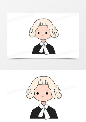 手绘卡通q版法官律师形象元素