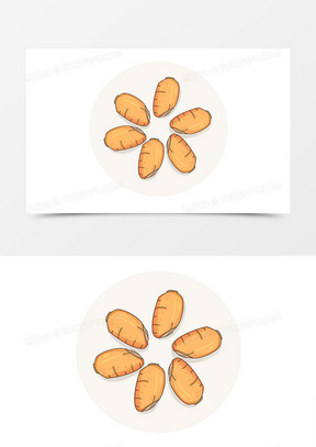 手绘插画风蒜香鸡翅美食元素