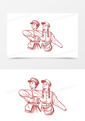 风华正茂革命卡通知青革命版画五四青年节五月四号少年青年知识分子