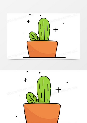 可爱卡通mbe手绘植物仙人掌盆栽