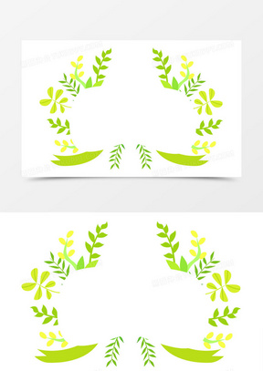 手绘森系可爱植物绿叶叶子花朵边框装饰