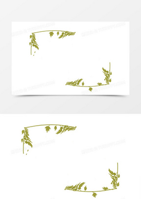 端午节艾叶手绘绿色植物简约边框装饰