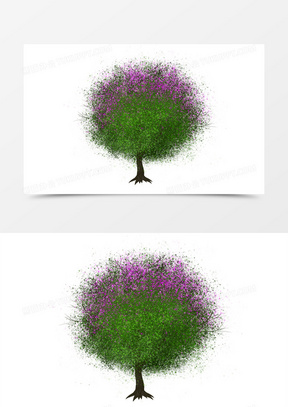 卡通创意粉色唯美紫荆树元素