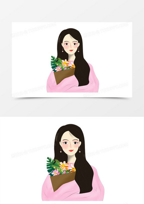 母亲节之手绘亲爱的妈妈拿花