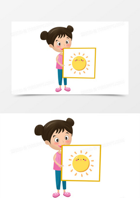 儿童节之手绘卡通展示画画作品的女孩子