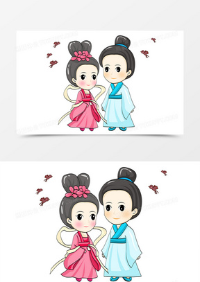 七夕情人节之手绘卡通的牛郎织女