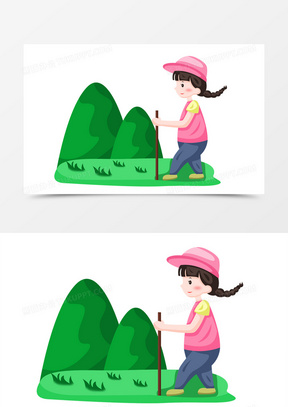 小女孩爬山的简笔画图片