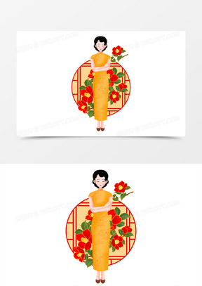 卡通旗袍图片素材