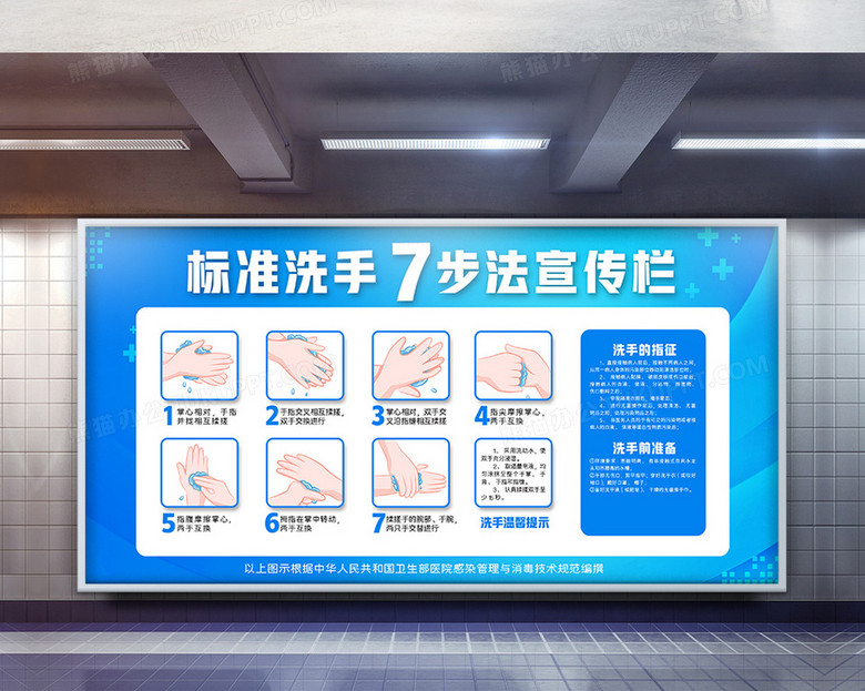 标准七步洗手法宣传栏展板模板no.2