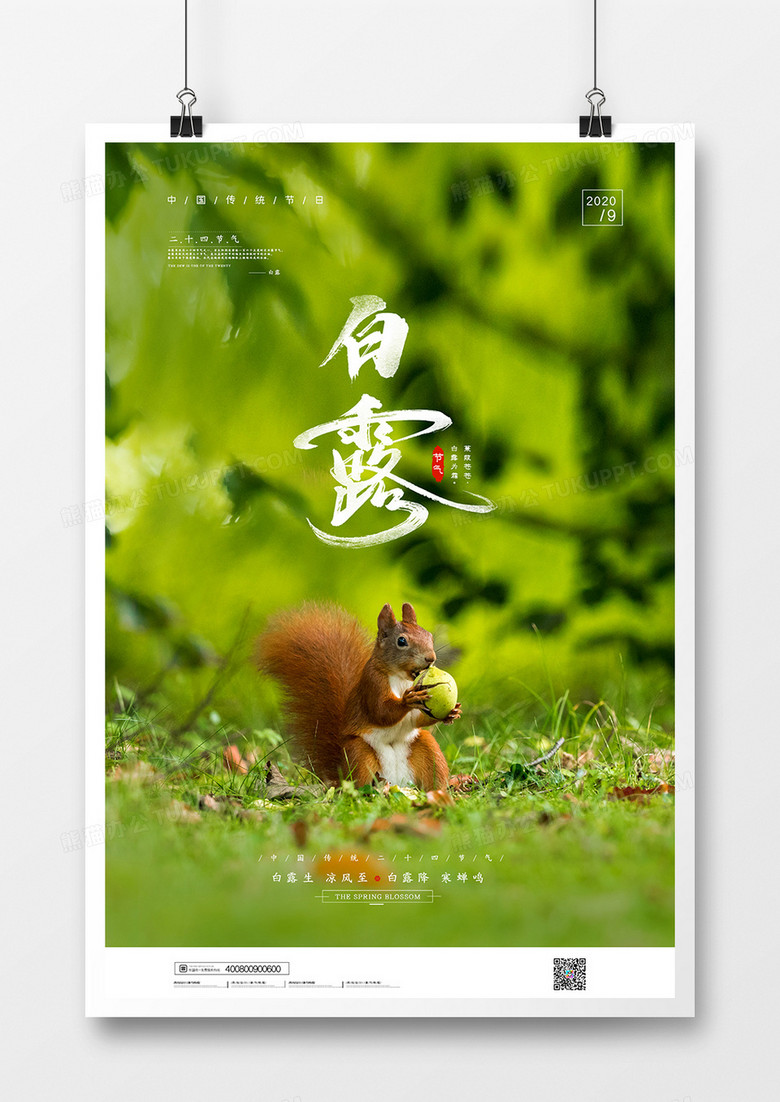  创意传统二十四节气之白露海报