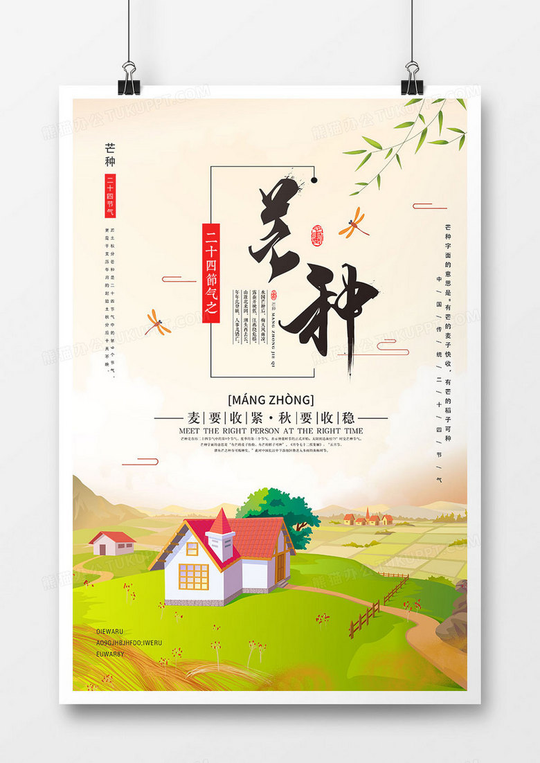 卡通时尚芒种二十四节气海报