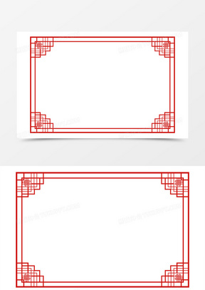 红色中国风扁平手绘简约大气正式边框对话框设计元素