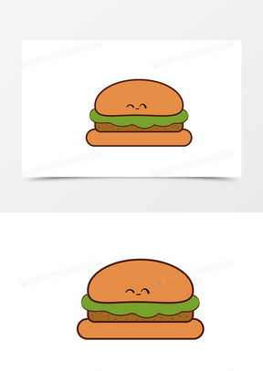 黄色卡通美味食物汉堡手绘元素