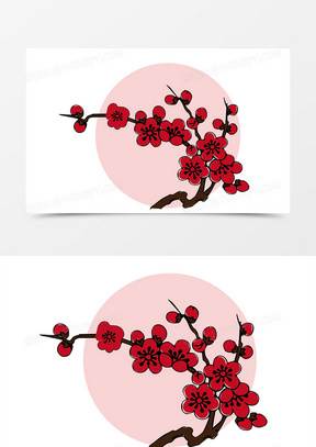 手绘梅花装饰插画图案