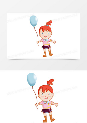手绘六一儿童节小女孩拿气球元素