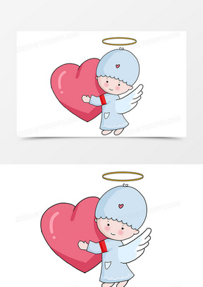 手绘天使免抠元素140可爱爱心天使免抠原创素材102创意扶贫助残全国