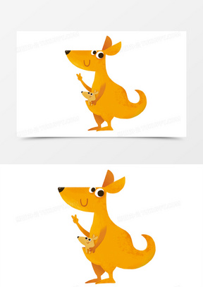 卡通简约可爱小袋鼠手绘元素