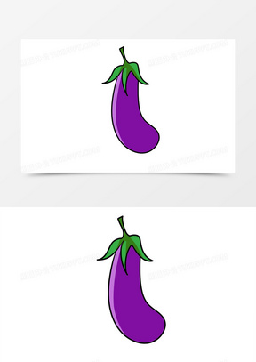 手绘卡通插画简约蔬菜紫色茄子元素