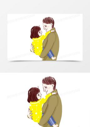 卡通简约父亲节父女拥抱手绘元素